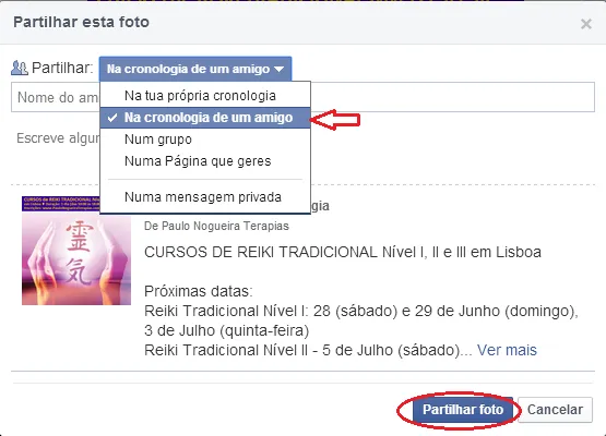 Partilha do post de curso de Reiki no mural de um amigo Partilha do post de curso de Reiki no mural de um amigo