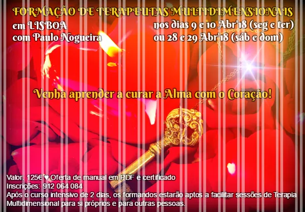 CURSO DE TERAPIA MULTIDIMENSIONAL en LISBOA en abril de 2018 con Paulo Nogueira